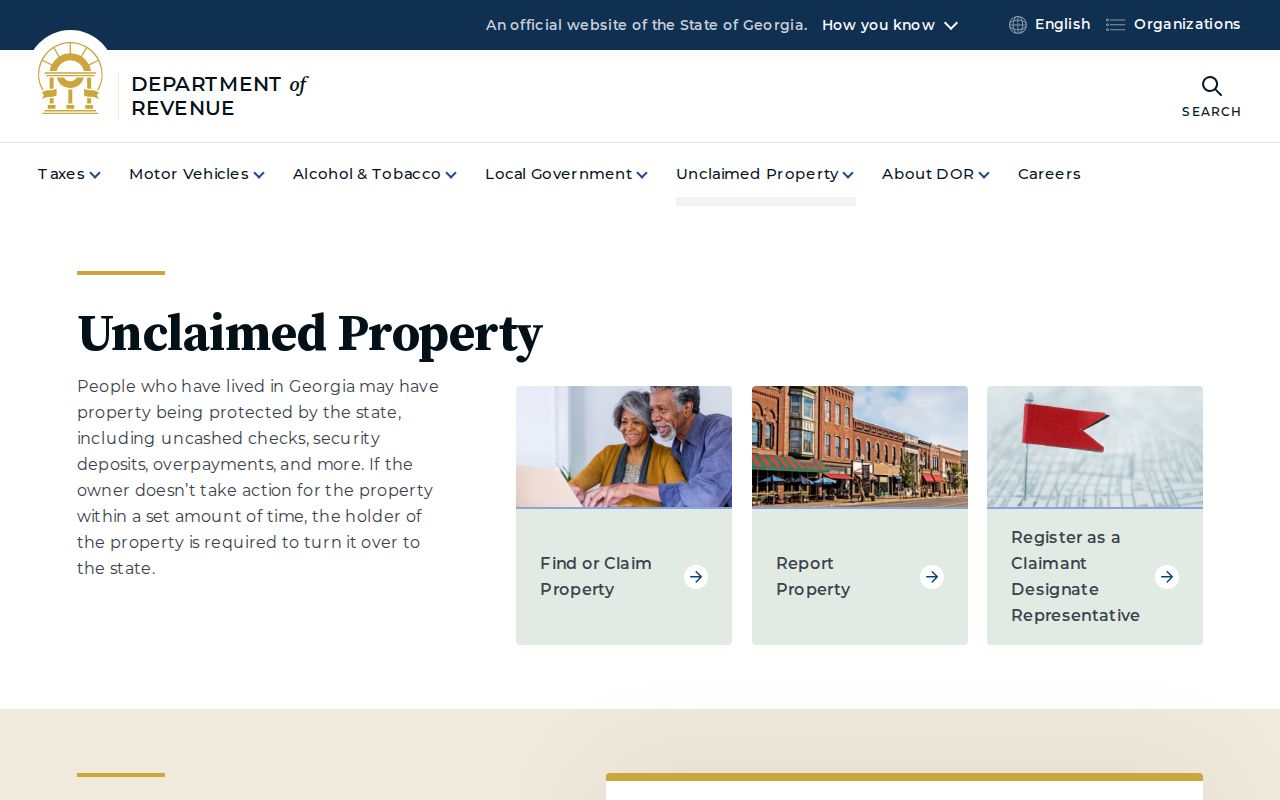 Georgia unclaimed property program for Johns Creek searches