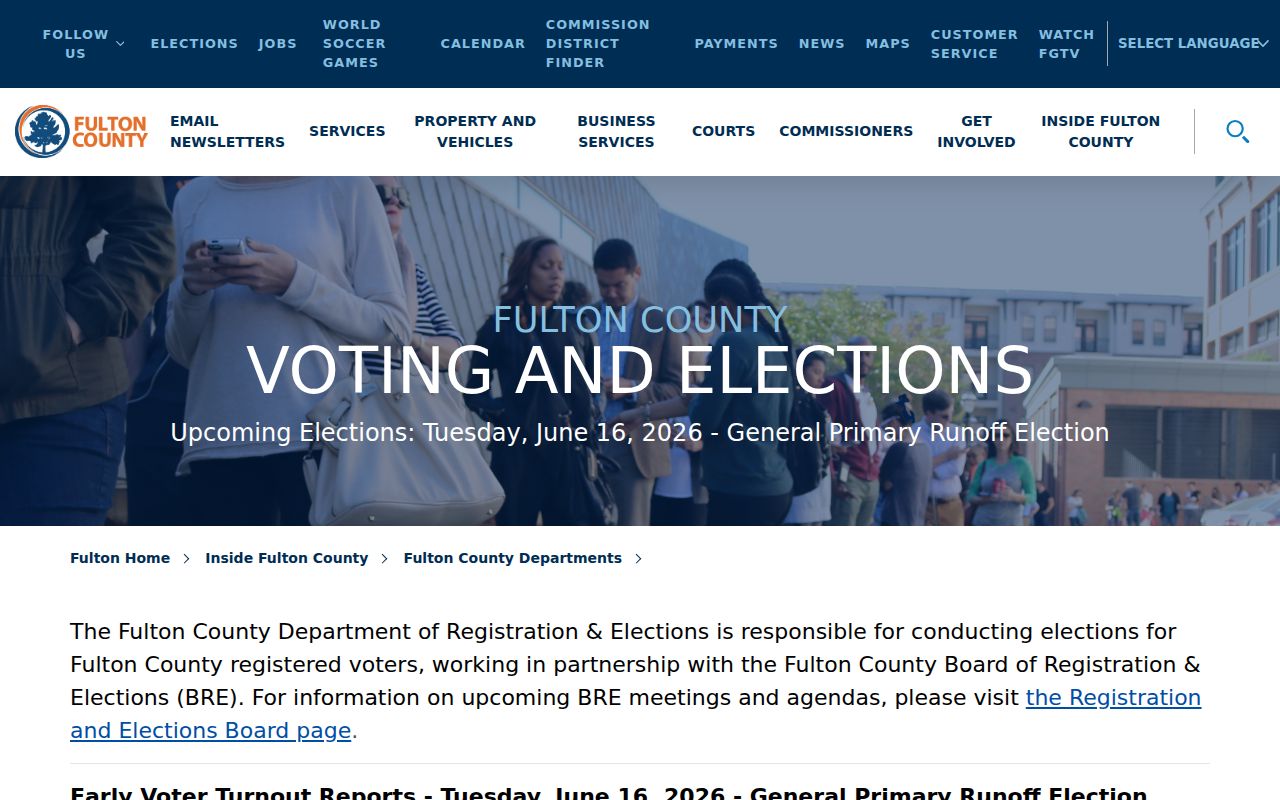 Fulton County elections contacts for Johns Creek voter registration records